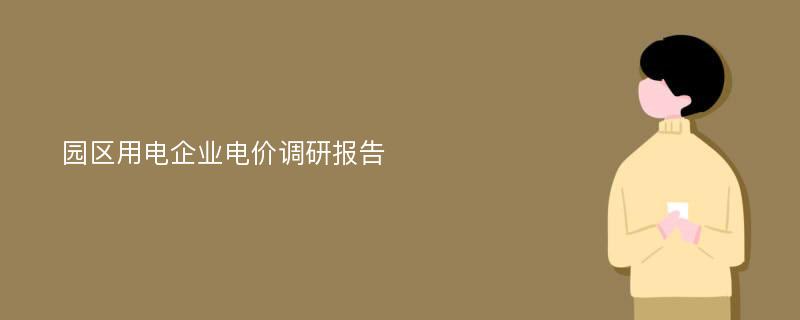 园区用电企业电价调研报告