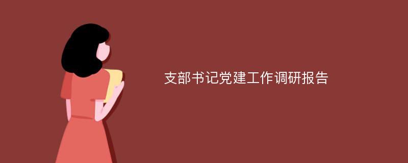 支部书记党建工作调研报告