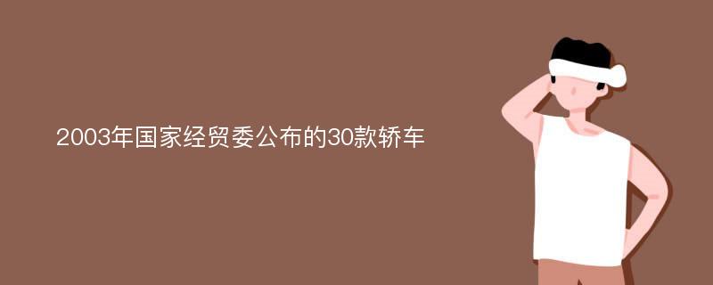 2003年国家经贸委公布的30款轿车