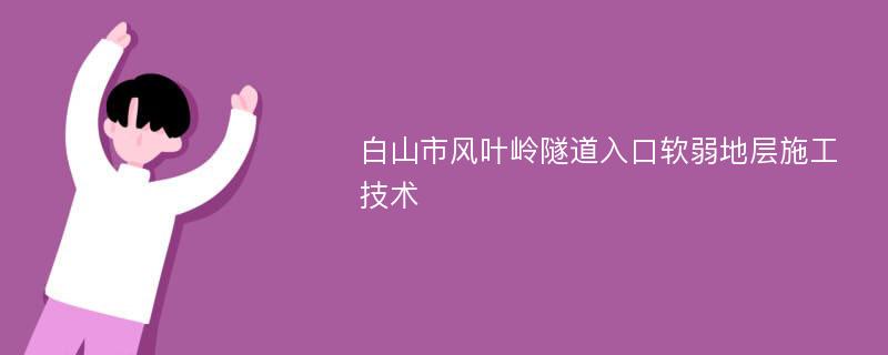 白山市风叶岭隧道入口软弱地层施工技术