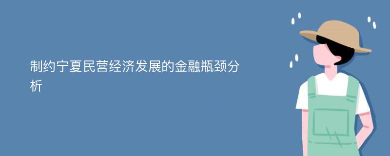 制约宁夏民营经济发展的金融瓶颈分析